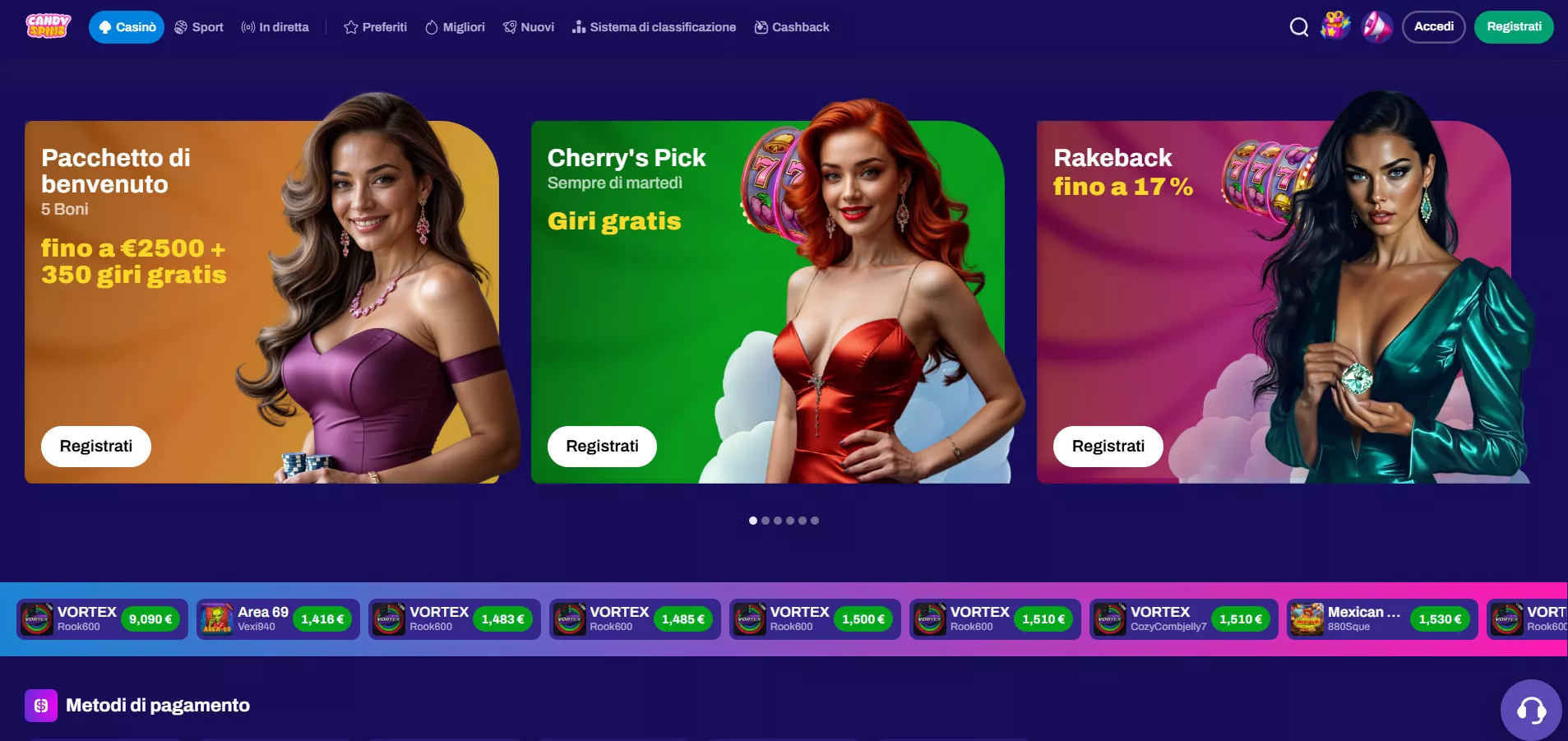 Candyspinz Pagina principale